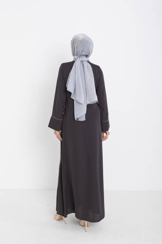 Silve Dubai İpeği Abaya Füme -1012 - 5