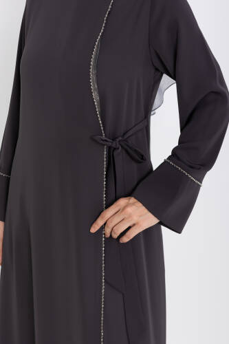 Silve Dubai İpeği Abaya Füme -1012 - 7