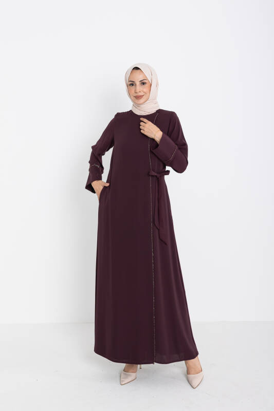 Silve Dubai İpeği Abaya Mürdüm -1012 - 1