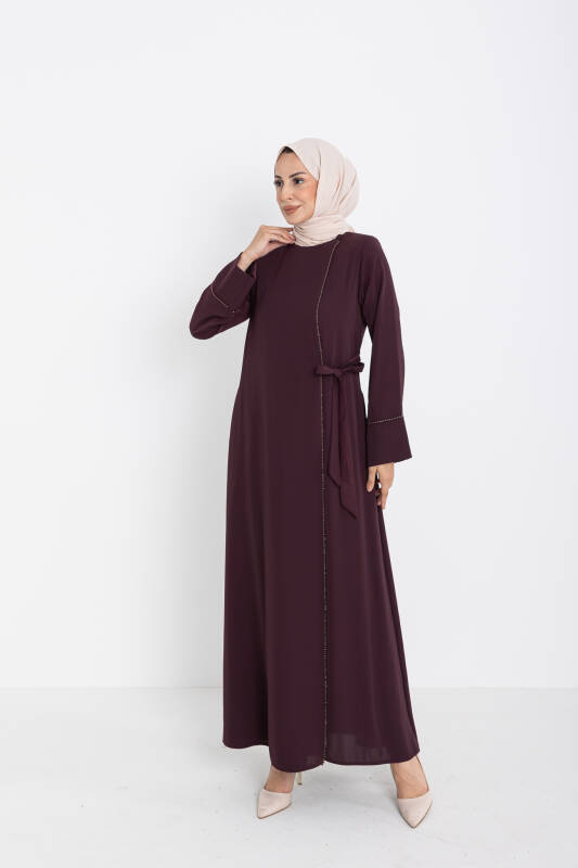 Silve Dubai İpeği Abaya Mürdüm -1012 - 3