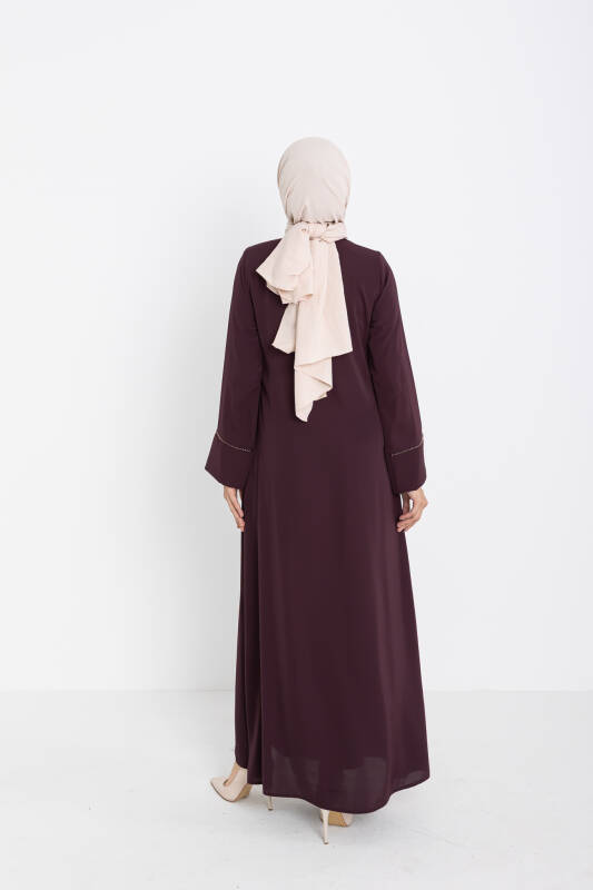Silve Dubai İpeği Abaya Mürdüm -1012 - 6