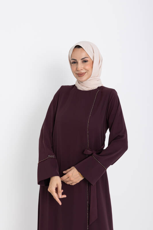Silve Dubai İpeği Abaya Mürdüm -1012 - 7