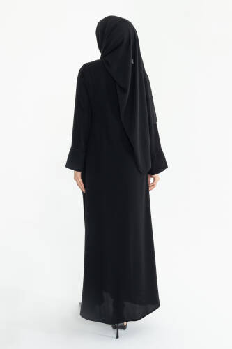 Silve Dubai İpeği Abaya Siyah -1012 - 4