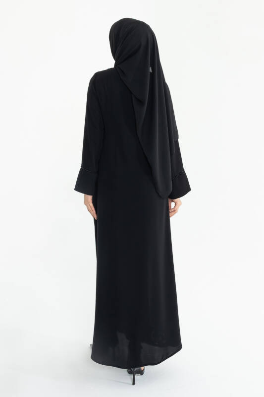 Silve Dubai İpeği Abaya Siyah -1012 - 4