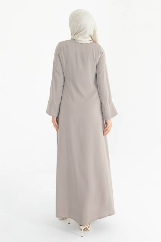 Silve Dubai İpeği Abaya Bej -1012 - 3