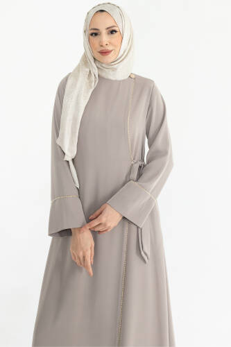 Silve Dubai İpeği Abaya Bej -1012 - 4