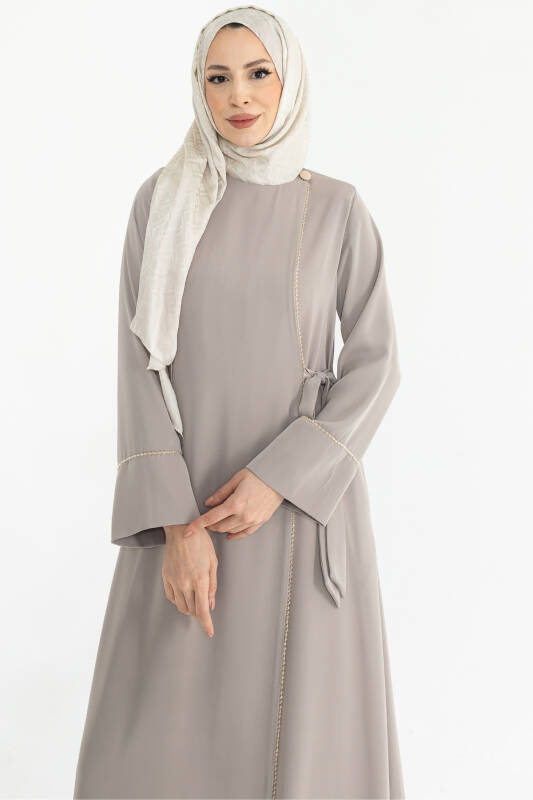 Silve Dubai İpeği Abaya Bej -1012 - 4