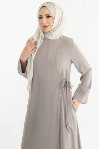 Silve Dubai İpeği Abaya Bej -1012 - 5
