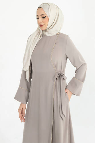 Silve Dubai İpeği Abaya Bej -1012 - 6