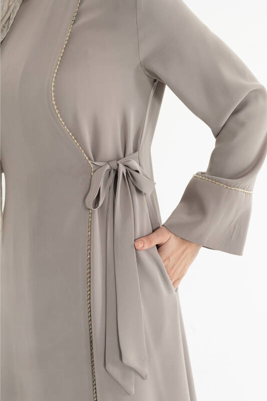 Silve Dubai İpeği Abaya Bej -1012 - 7