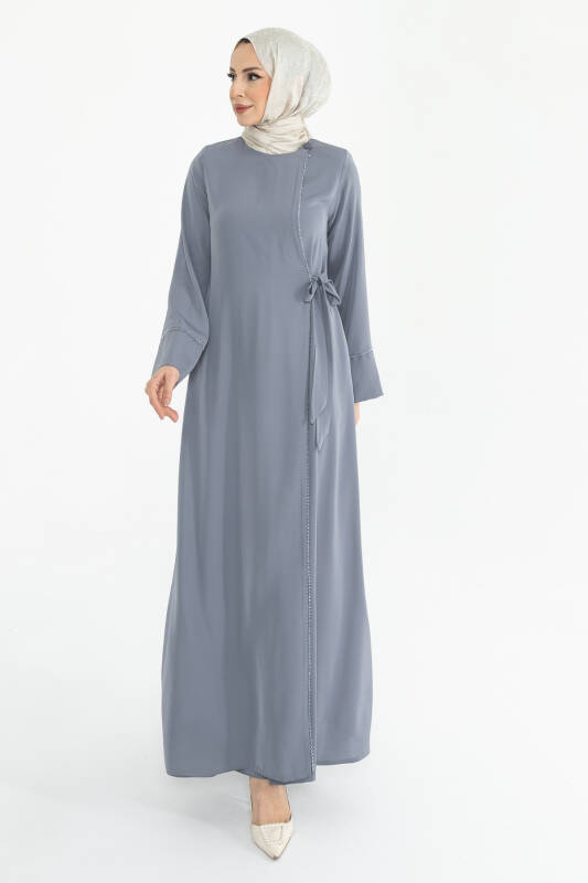 Silve Dubai İpeği Abaya Gri -1012 - 1