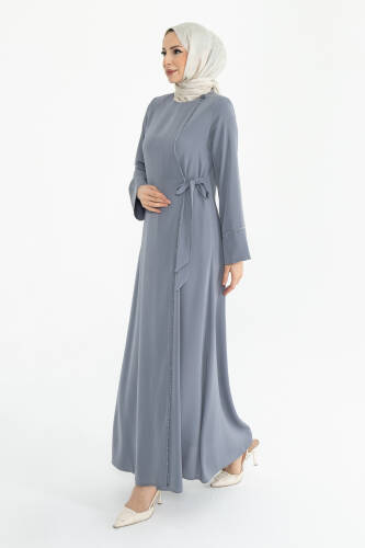 Silve Dubai İpeği Abaya Gri -1012 - 6