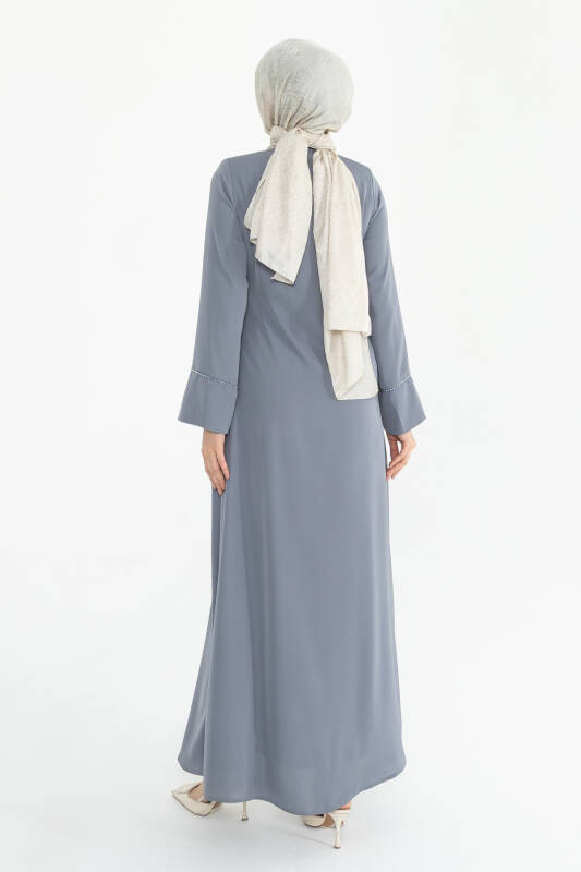Silve Dubai İpeği Abaya Gri -1012 - 7