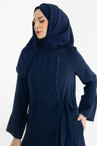 Silve Dubai İpeği Abaya Lacivert -1012 - 7