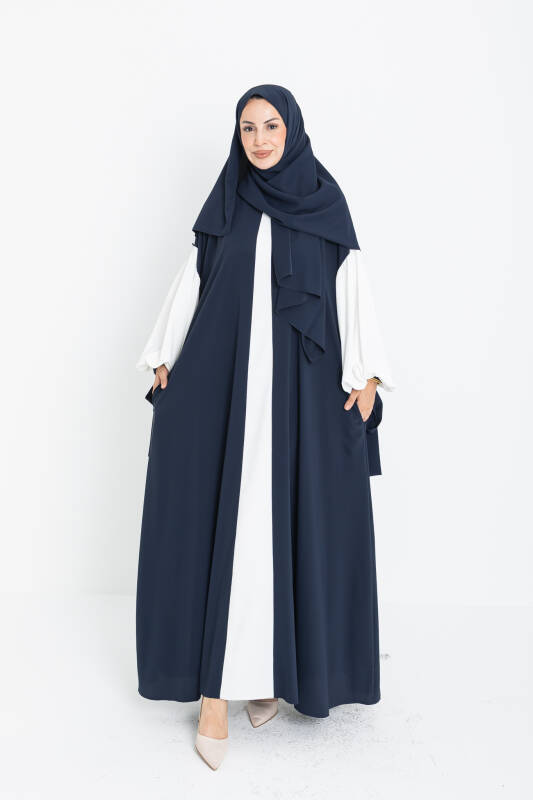 VERA DUBAİ ELBİSE Lacivert - Beyaz - 1020 - 1