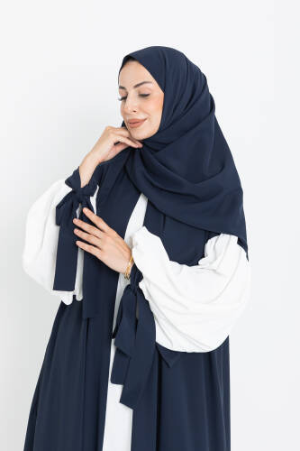 VERA DUBAİ ELBİSE Lacivert - Beyaz - 1020 - Kadeem Giyim (1)