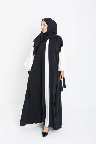 VERA DUBAİ ELBİSE Siyah - Beyaz - 1020 - Kadeem Giyim