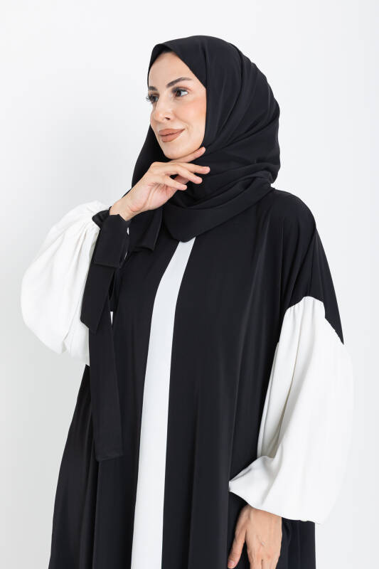 VERA DUBAİ ELBİSE Siyah - Beyaz - 1020 - 3