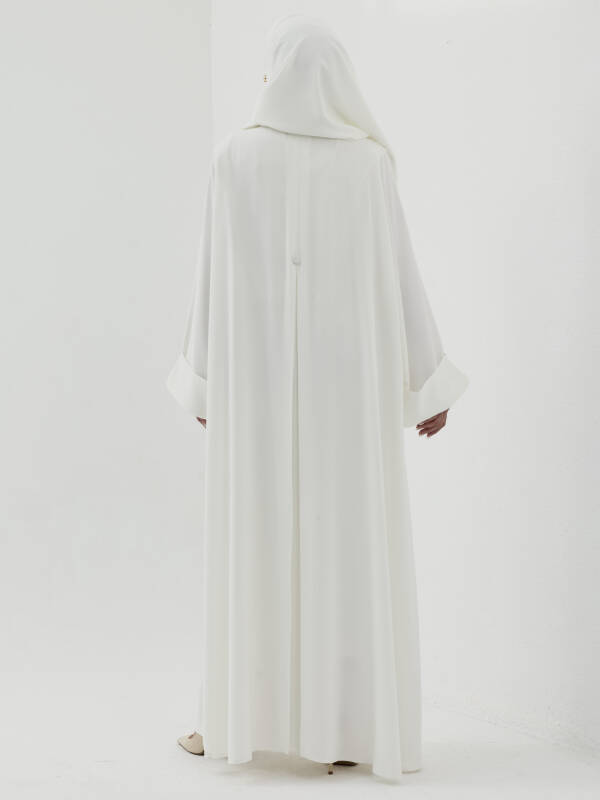 Zalina Şal Abaya Takım - Beyaz - 3