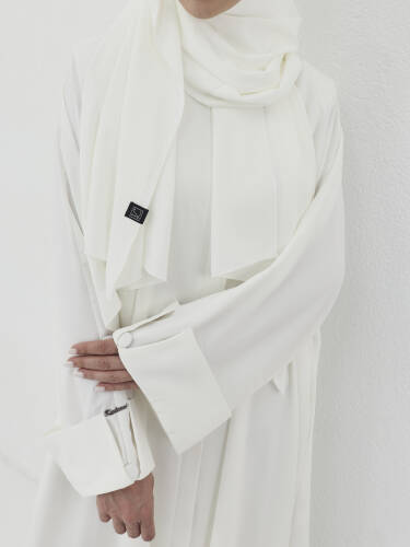 Zalina Şal Abaya Takım - Beyaz - 4