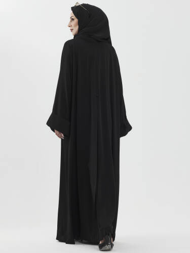 Zalina Şal Abaya Takım - Siyah - 5