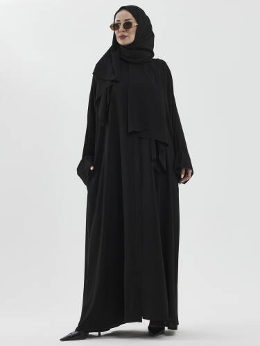 Zalina Şal Abaya Takım - Siyah - 3