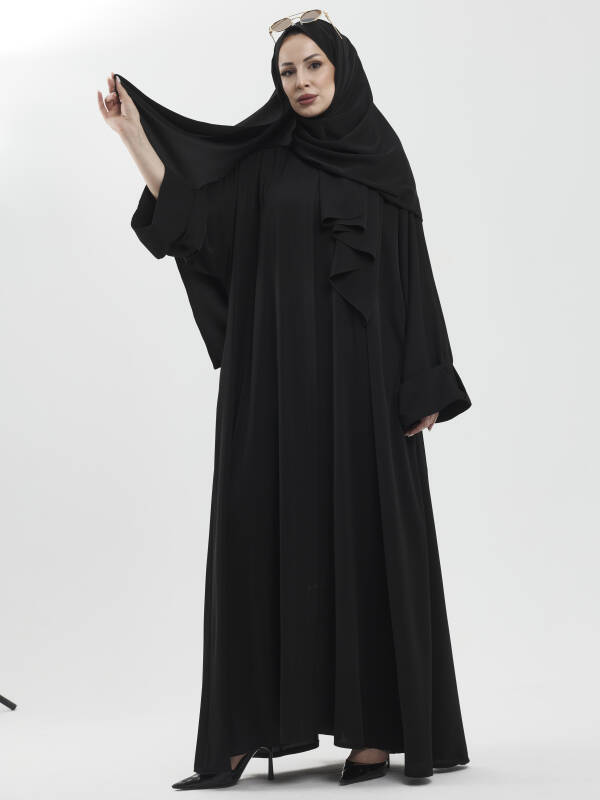 Zalina Şal Abaya Takım - Siyah - 4