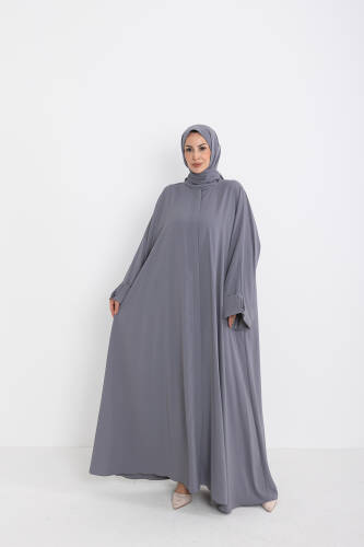 Zalina Şal Abaya Takım - Gri - 6