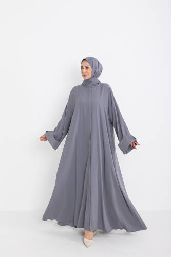 Zalina Şal Abaya Takım - Gri - 7
