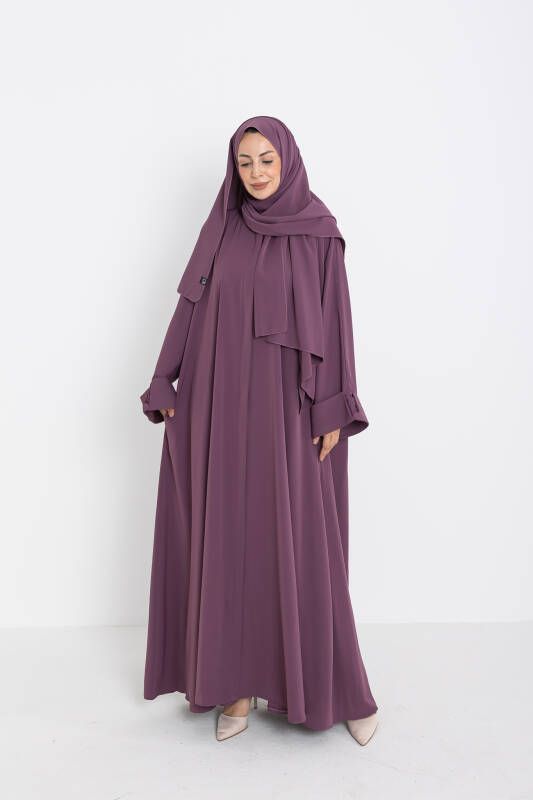 Zalina Şal Abaya Takım - Gülkurusu - 1