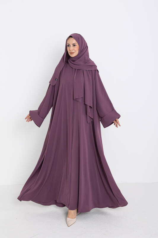 Zalina Şal Abaya Takım - Gülkurusu - 5