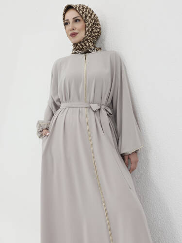 Zümra Taşlı Ferace - Bej - 3