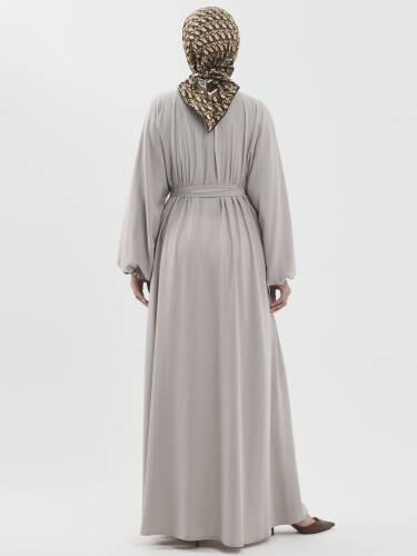 Zümra Taşlı Ferace - Bej - 6