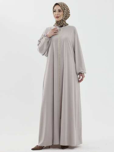 Zümra Taşlı Ferace - Bej - 7