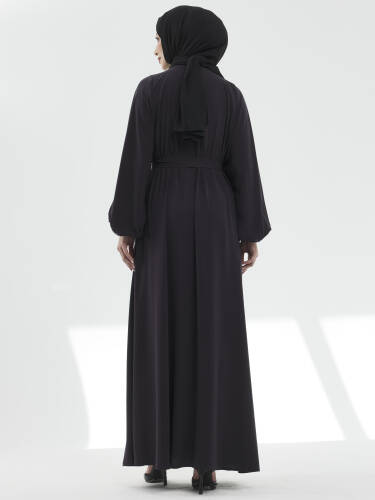 Zümra Taşlı Ferace - Füme - 5