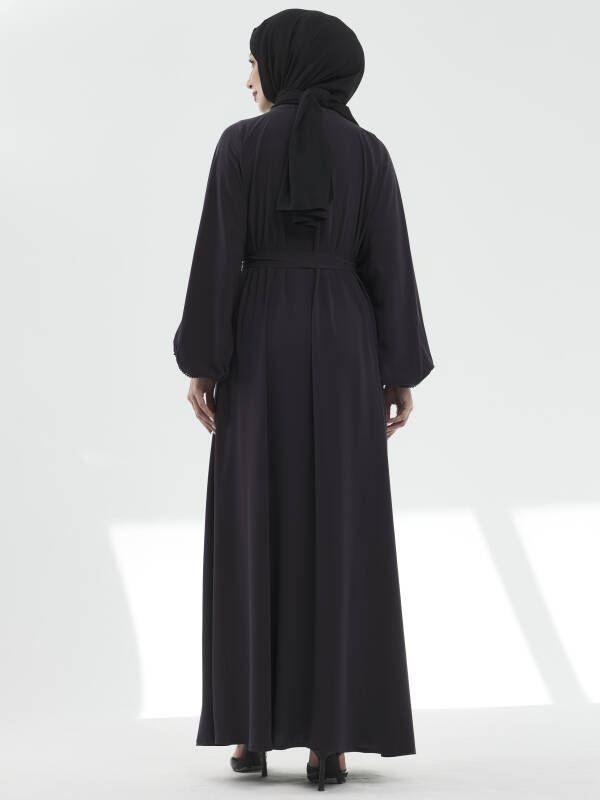 Zümra Taşlı Ferace - Füme - 5