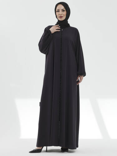 Zümra Taşlı Ferace - Füme - 6