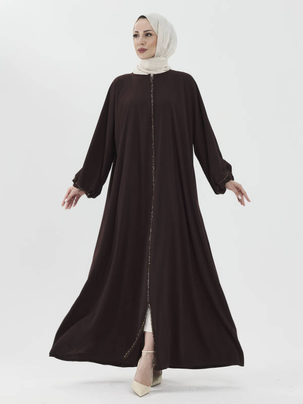 Zümra Taşlı Ferace - Kahve - 1