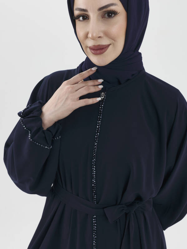 Zümra Taşlı Ferace - Lacivert - 7