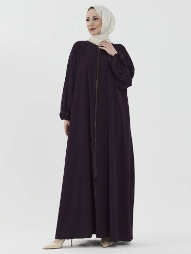 Zümra Taşlı Ferace - Mor - 3