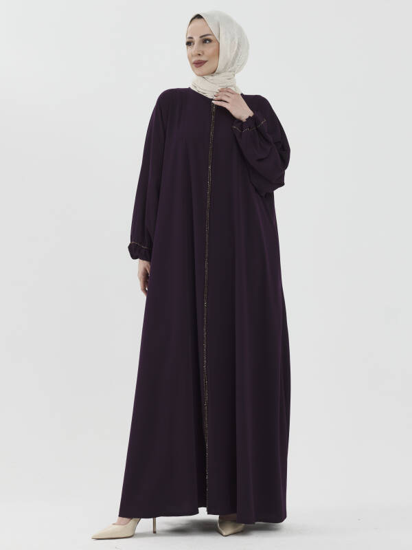 Zümra Taşlı Ferace - Mor - 3