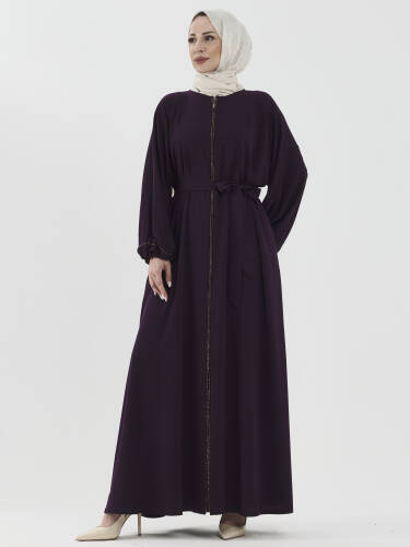 Zümra Taşlı Ferace - Mor - 6