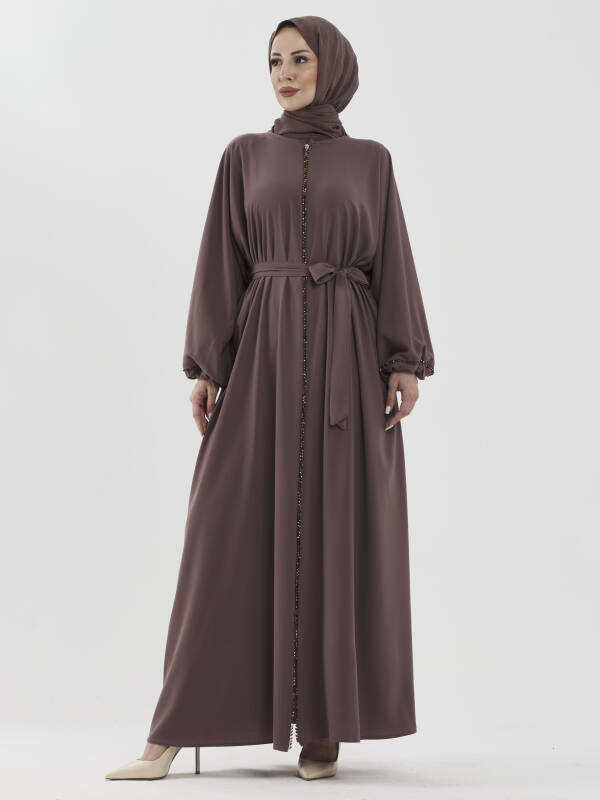Zümra Taşlı Ferace - Vizon - 2