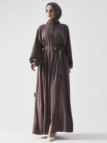 Zümra Taşlı Ferace - Vizon - 7