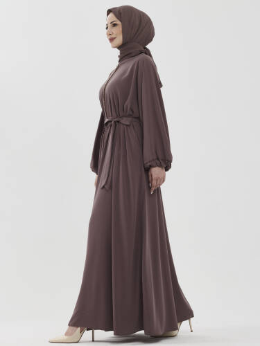 Zümra Taşlı Ferace - Vizon - 4