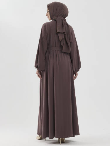 Zümra Taşlı Ferace - Vizon - 5