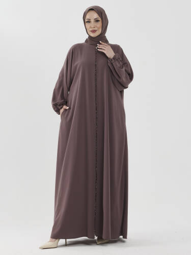 Zümra Taşlı Ferace - Vizon - 6